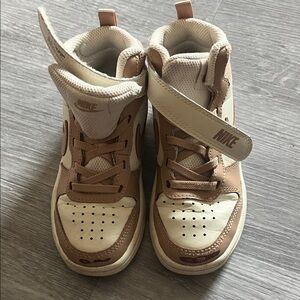 Nike Kids High-Top Sneakers in Cream and Tan